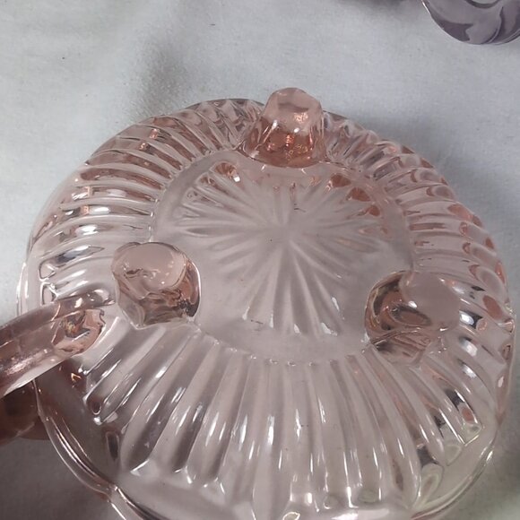 4 Set Depression Bowl Uranium Glass Pedestal Multicolor Black Green Pink Handle - Picture 8 of 15